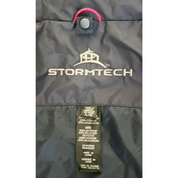 NWT Stormtech Blue Nylon Jacket Full Zip Pockets Foldaway Hood Cord Waist Sz L - Picture 8 of 10